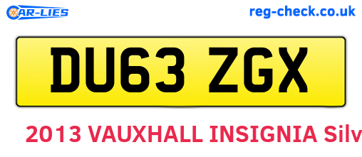 DU63ZGX are the vehicle registration plates.