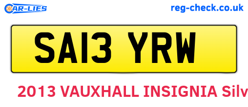 SA13YRW are the vehicle registration plates.