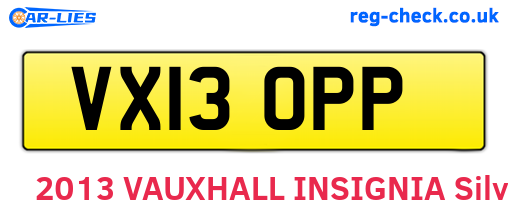 VX13OPP are the vehicle registration plates.