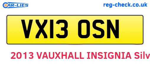 VX13OSN are the vehicle registration plates.