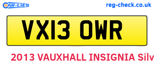 VX13OWR are the vehicle registration plates.