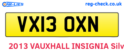 VX13OXN are the vehicle registration plates.