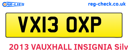 VX13OXP are the vehicle registration plates.