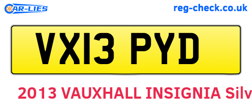 VX13PYD are the vehicle registration plates.
