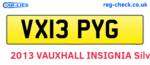 VX13PYG are the vehicle registration plates.