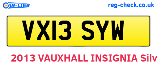 VX13SYW are the vehicle registration plates.