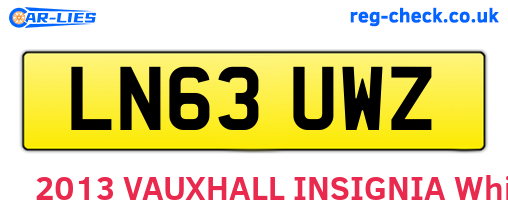 LN63UWZ are the vehicle registration plates.