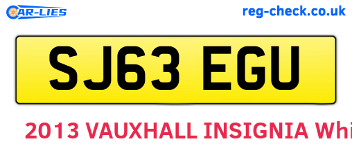 SJ63EGU are the vehicle registration plates.