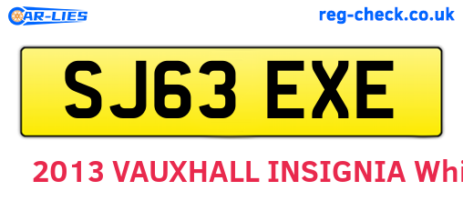 SJ63EXE are the vehicle registration plates.