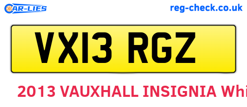 VX13RGZ are the vehicle registration plates.