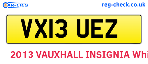 VX13UEZ are the vehicle registration plates.