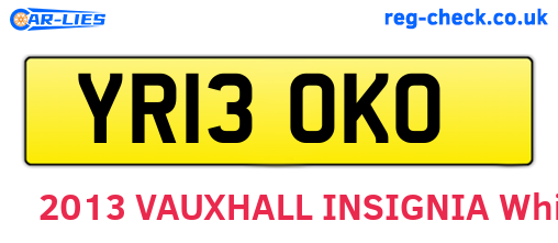 YR13OKO are the vehicle registration plates.