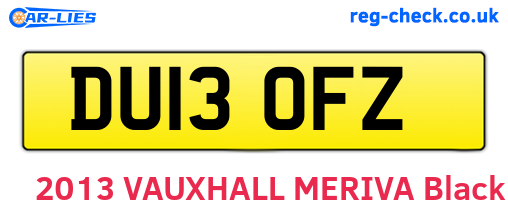 DU13OFZ are the vehicle registration plates.