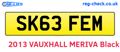 SK63FEM are the vehicle registration plates.