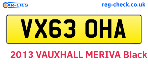 VX63OHA are the vehicle registration plates.