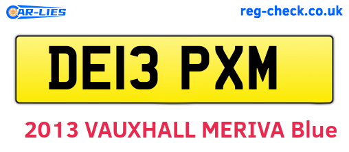 DE13PXM are the vehicle registration plates.