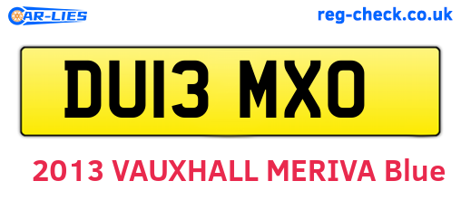 DU13MXO are the vehicle registration plates.