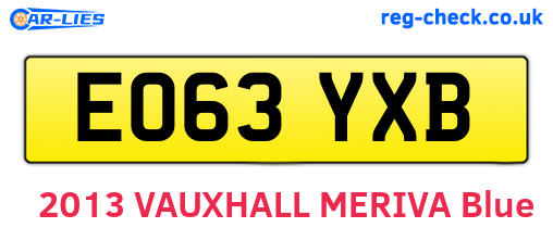 EO63YXB are the vehicle registration plates.