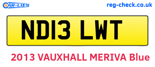 ND13LWT are the vehicle registration plates.