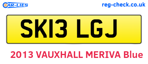 SK13LGJ are the vehicle registration plates.