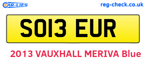 SO13EUR are the vehicle registration plates.