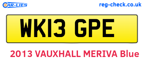 WK13GPE are the vehicle registration plates.