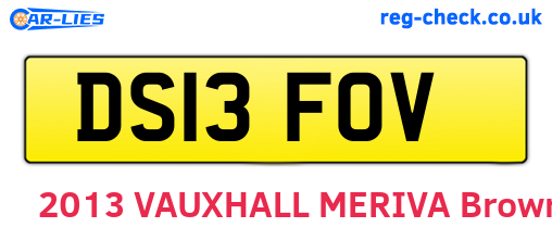 DS13FOV are the vehicle registration plates.