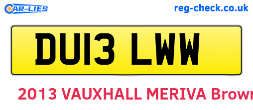 DU13LWW are the vehicle registration plates.
