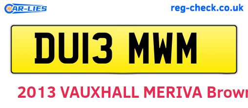 DU13MWM are the vehicle registration plates.