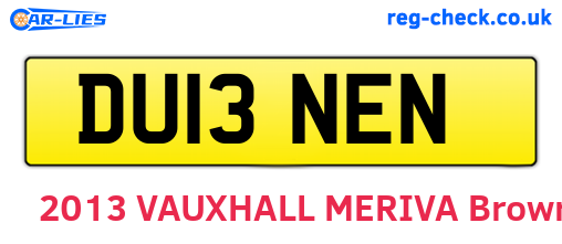 DU13NEN are the vehicle registration plates.