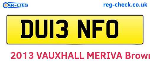 DU13NFO are the vehicle registration plates.