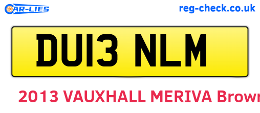 DU13NLM are the vehicle registration plates.