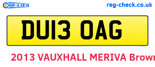 DU13OAG are the vehicle registration plates.