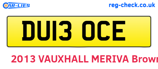 DU13OCE are the vehicle registration plates.