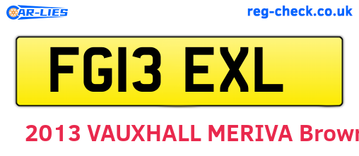 FG13EXL are the vehicle registration plates.