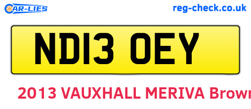 ND13OEY are the vehicle registration plates.