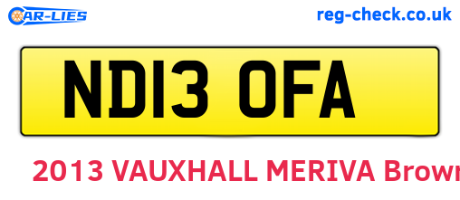 ND13OFA are the vehicle registration plates.