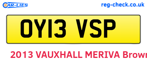 OY13VSP are the vehicle registration plates.