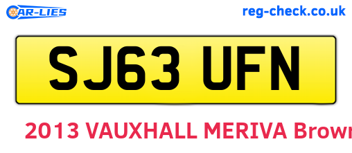 SJ63UFN are the vehicle registration plates.