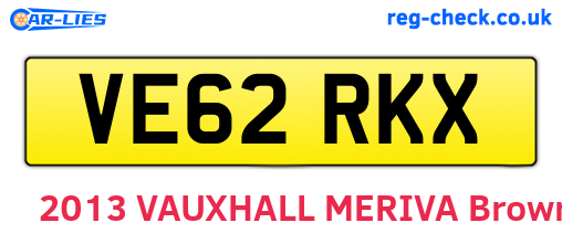 VE62RKX are the vehicle registration plates.