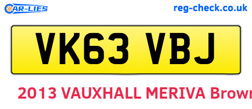 VK63VBJ are the vehicle registration plates.