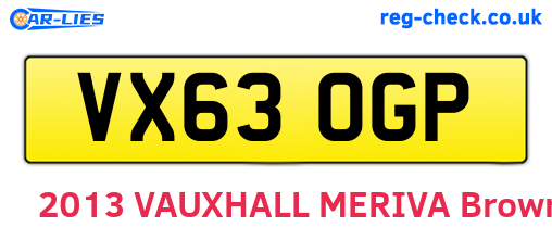 VX63OGP are the vehicle registration plates.
