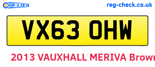 VX63OHW are the vehicle registration plates.