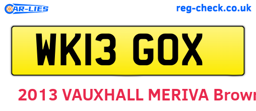 WK13GOX are the vehicle registration plates.