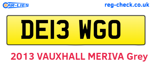 DE13WGO are the vehicle registration plates.