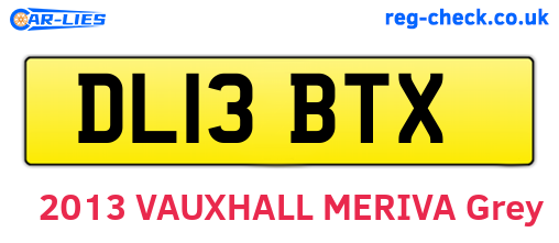DL13BTX are the vehicle registration plates.