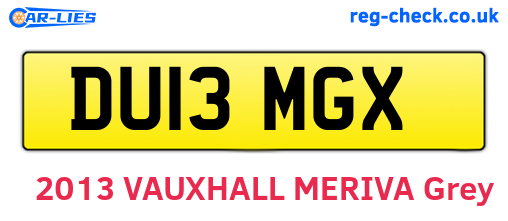 DU13MGX are the vehicle registration plates.