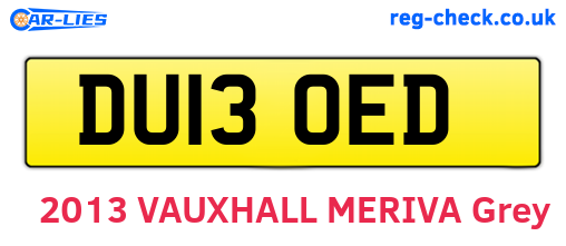 DU13OED are the vehicle registration plates.