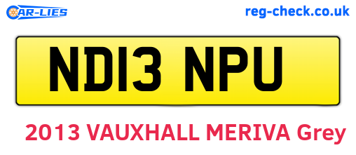 ND13NPU are the vehicle registration plates.