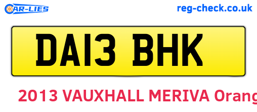 DA13BHK are the vehicle registration plates.